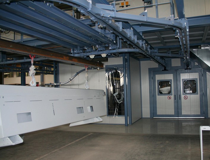 Ausfahrbereich Klein-&sol; Gro&szlig;teil-Trockenkabine